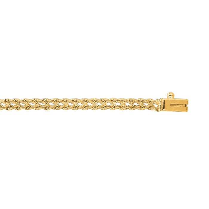 14 Karat Yellow Gold 3.0mm 7 Inch Double Line Rope Chain