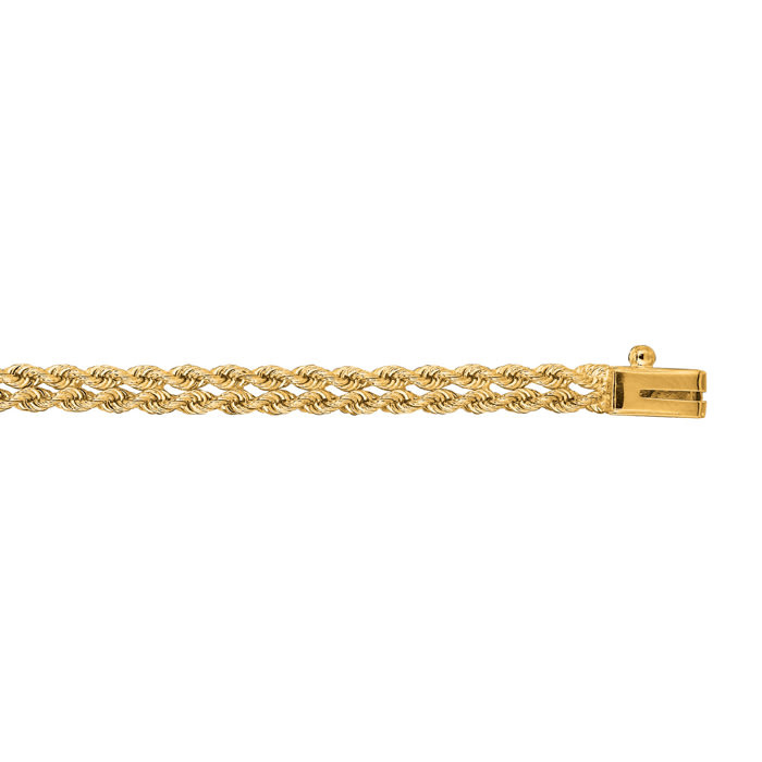 14 Karat Yellow Gold 4.0mm 8 Inch Double Line Rope Chain