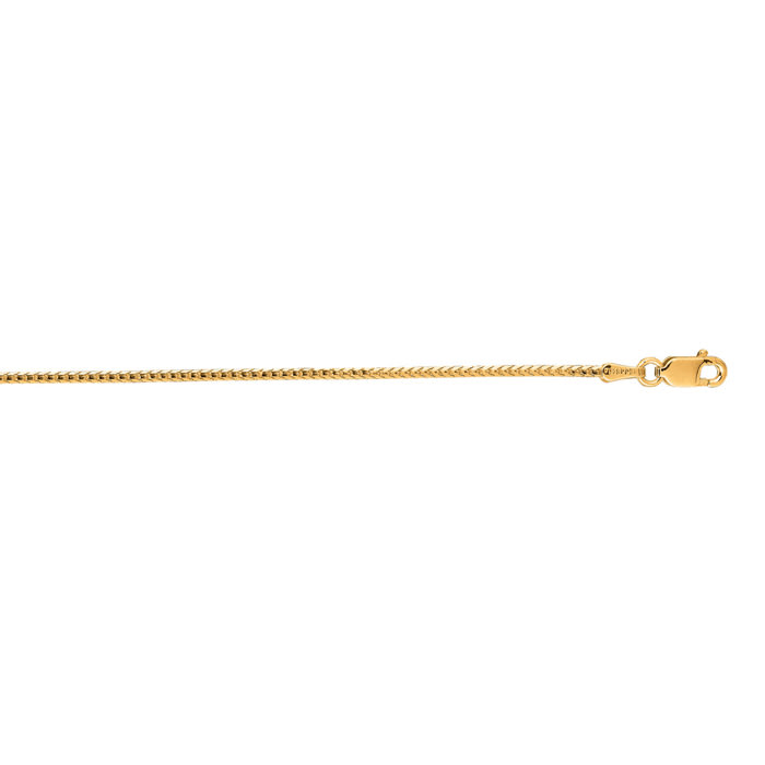 14 Karat Yellow Gold 1.2mm 18 Inch Diamond Cut Franco Chain