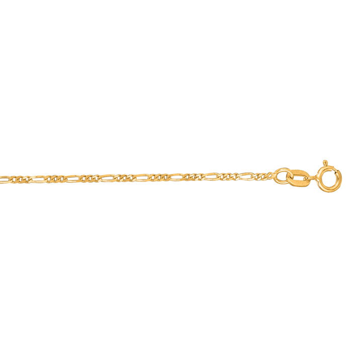 14 Karat Yellow Gold 1.90mm 24 Inch Diamond Cut Classic Figaro Chain