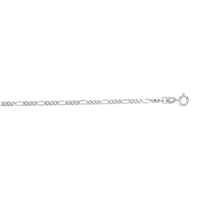 14 Karat White Gold 1.90mm 16 Inch Diamond Cut Classic Figaro Chain