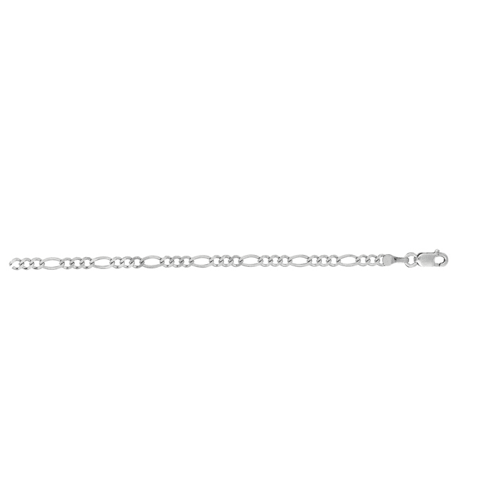 14 Karat White Gold 2.60mm 20 Inch Diamond Cut Classic Figaro Chain