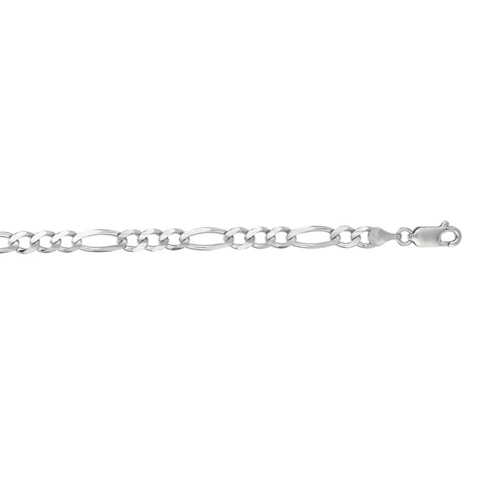 14 Karat White Gold 4.60mm 20 Inch Diamond Cut Classic Figaro Chain