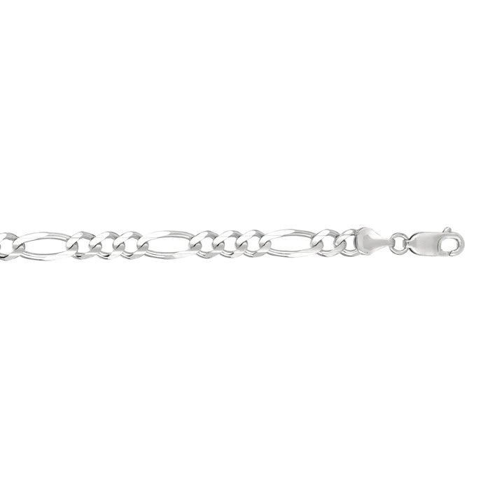 14 Karat White Gold 6.0mm 22 Inch Diamond Cut Classic Figaro Chain