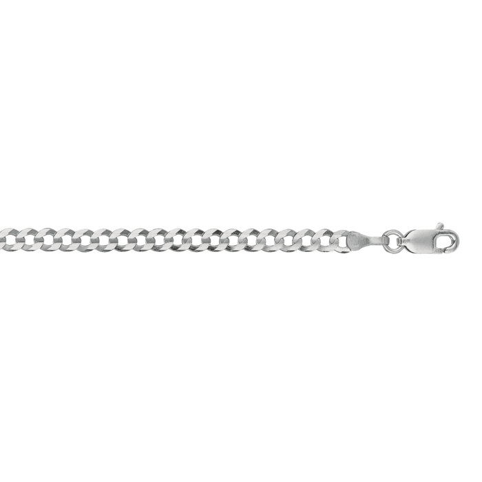 14 Karat White Gold 3.60mm 7 Inch Comfort Curb Chain