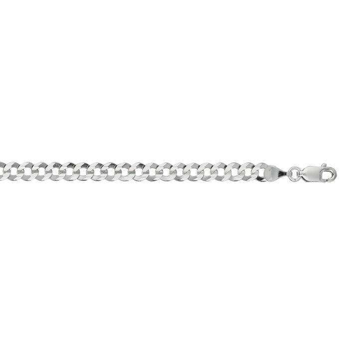 14 Karat White Gold 4.70mm 8 Inch Comfort Curb Chain