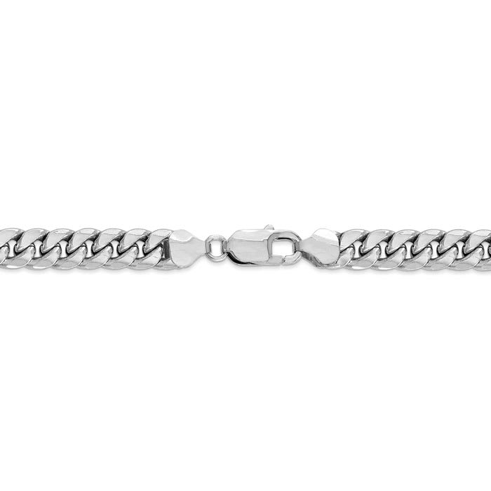 14 Karat White Gold 6.50mm 8.50 Inch Light Miami Cuban Chain Bracelet