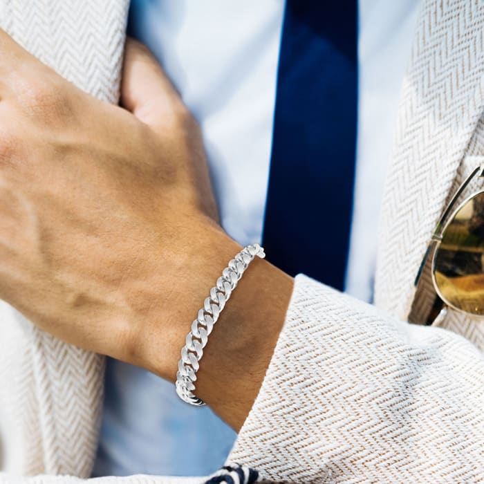 14 Karat White Gold 6.50mm 8.50 Inch Light Miami Cuban Chain Bracelet