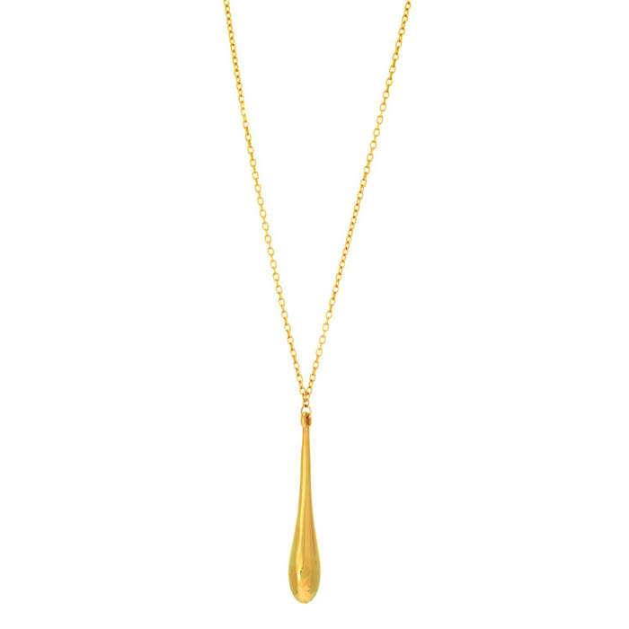 14 Karat Yellow Gold 1.10mm 17 Inch Shiny Teardrop & Cable Chain Necklace