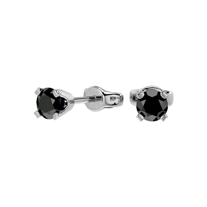1/3ct Black Diamond Stud Earrings In White Gold