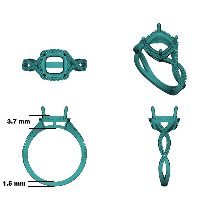 2 1/2 Carat Cushion Cut Amethyst and Halo Diamond Ring With Fancy Band In 14 Karat Yellow Gold