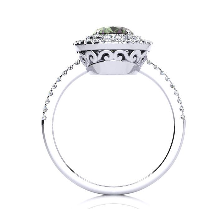 1-3/4 Carat Oval Shape Mystic Topaz Ring With Double Diamond Halo In 14 Karat White Gold