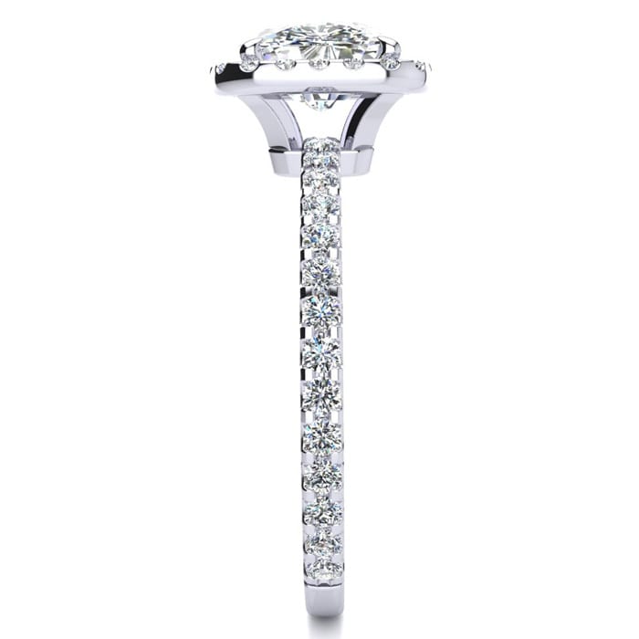 2 1/2 Carat Cushion Cut Halo Diamond Engagement Ring In 14 Karat White Gold