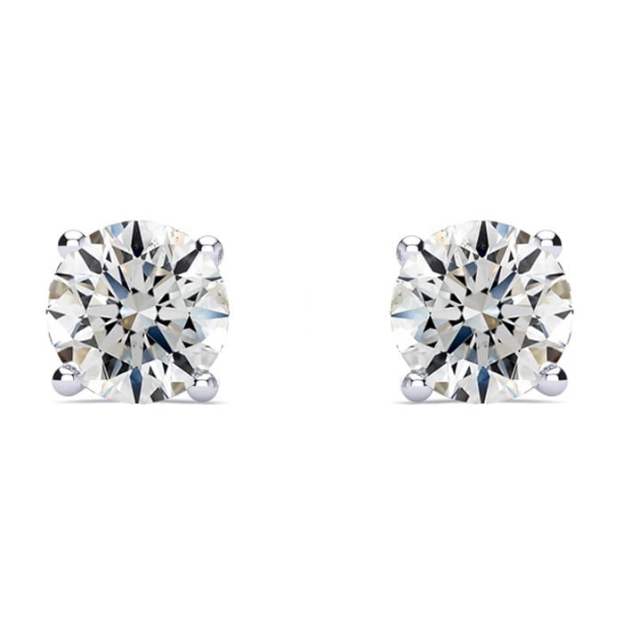 1 3/4 Carat Round Diamond Stud Earrings In Platinum