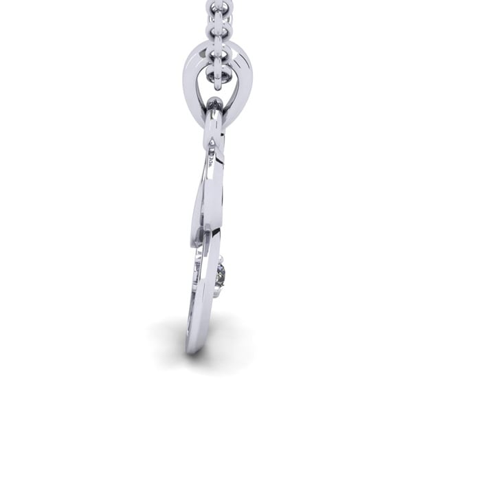 Letter E Diamond Initial Necklace In Sterling Silver With Free Chain