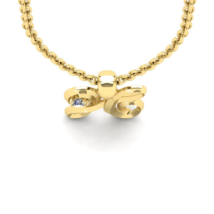 Letter H Diamond Initial Necklace In 14 Karat Yellow Gold With Free Chain