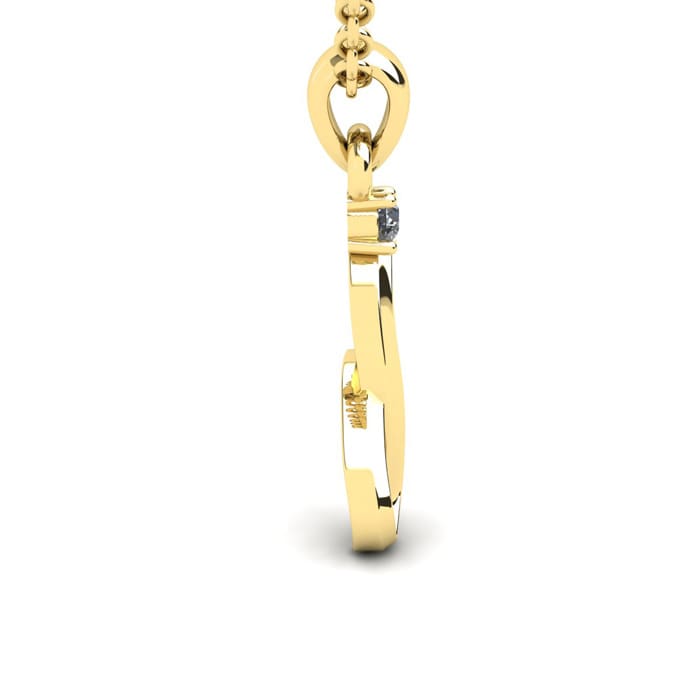 Letter I Diamond Initial Necklace In 14 Karat Yellow Gold With Free Chain