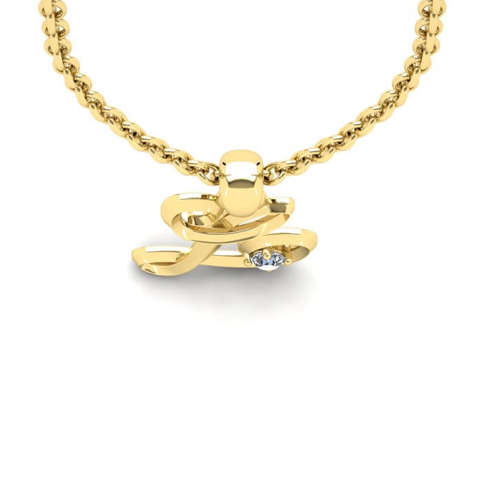 Letter L Diamond Initial Necklace In 14 Karat Yellow Gold With Free Chain