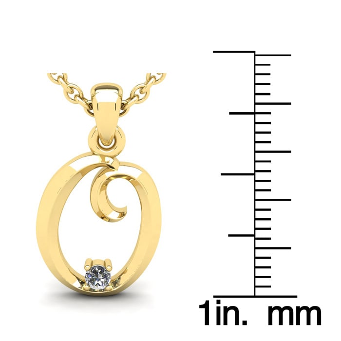 Letter O Diamond Initial Necklace In 14 Karat Yellow Gold With Free Chain