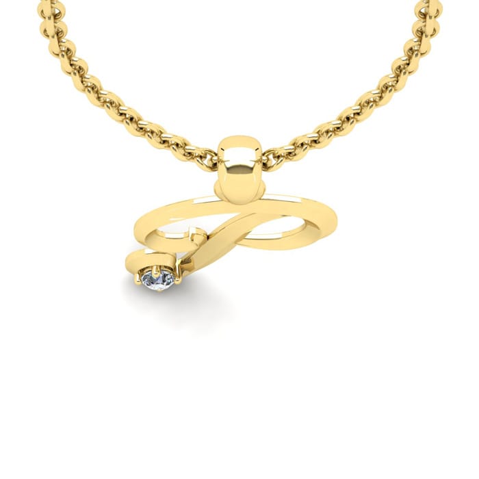 Letter P Diamond Initial Necklace In 14 Karat Yellow Gold With Free Chain
