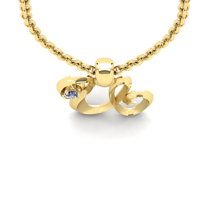 Letter U Diamond Initial Necklace In 14 Karat Yellow Gold With Free Chain