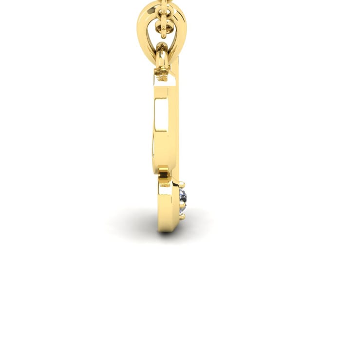 Letter Y Diamond Initial Necklace In 14 Karat Yellow Gold With Free Chain