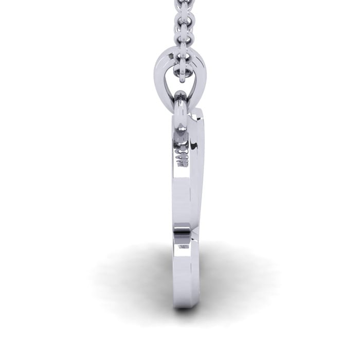 Letter B Swirly Initial Necklace In Heavy 14K White Gold With Free 18 Inch Cable Chain