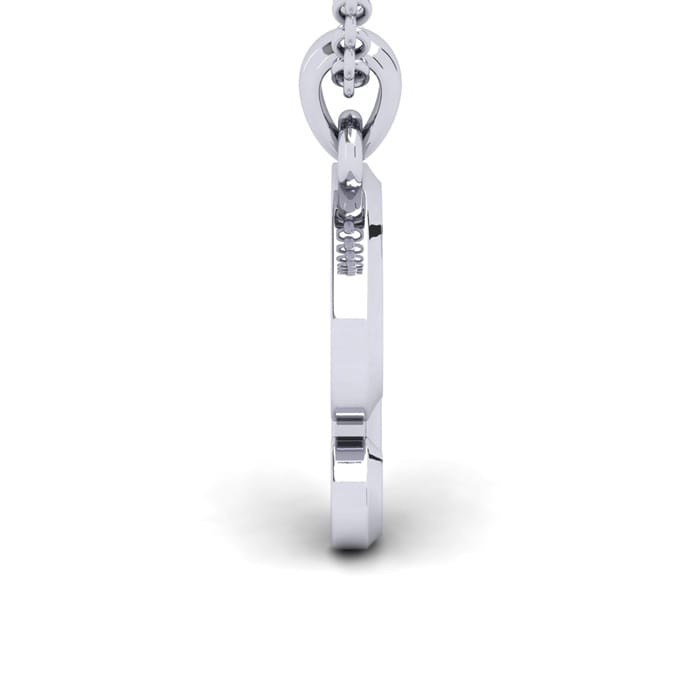 Letter P Swirly Initial Necklace In Heavy 14K White Gold With Free 18 Inch Cable Chain