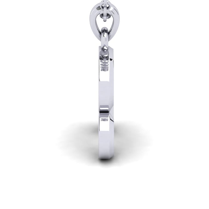 Letter R Swirly Initial Necklace In Heavy 14K White Gold With Free 18 Inch Cable Chain