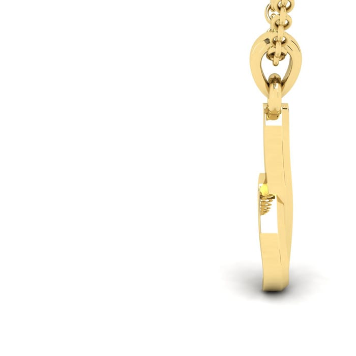 Letter I Swirly Initial Necklace In Heavy 14K Yellow Gold With Free 18 Inch Cable Chain