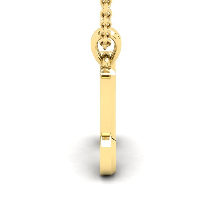 Letter K Swirly Initial Necklace In Heavy 14K Yellow Gold With Free 18 Inch Cable Chain