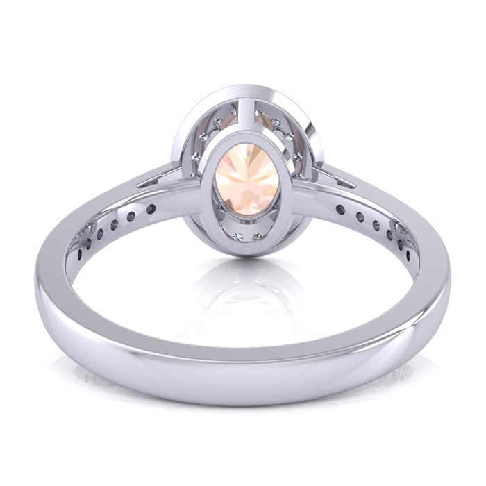 1-1/2 Carat Oval Shape Morganite and Halo Diamond Ring In 14 Karat White Gold
