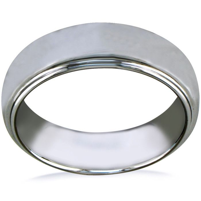 7mm Tungsten Wedding Band with Raised Shiny Center