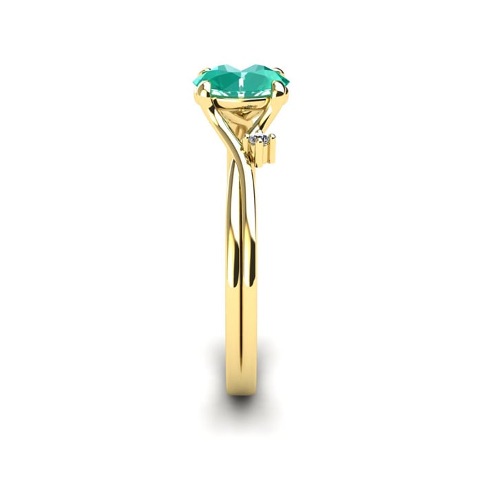 1/2 Carat Oval Shape Emerald and Two Diamond Accent Ring In 14 Karat Yellow Gold