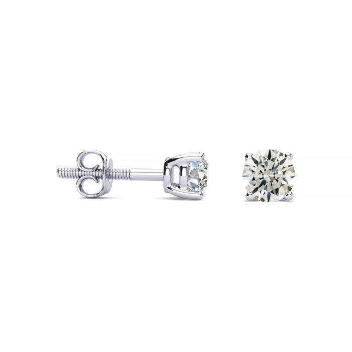 1/2 Carat Diamond Stud Earrings In 14 Karat White Gold