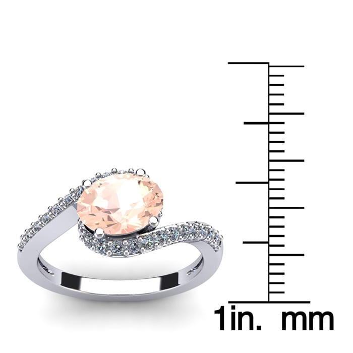 1-1/2 Carat Oval Shape Morganite and Halo Diamond Ring In 14 Karat White Gold