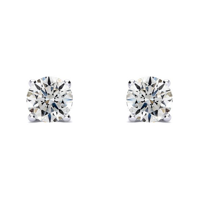 2/3 Carat Diamond Stud Earrings In 14 Karat White Gold