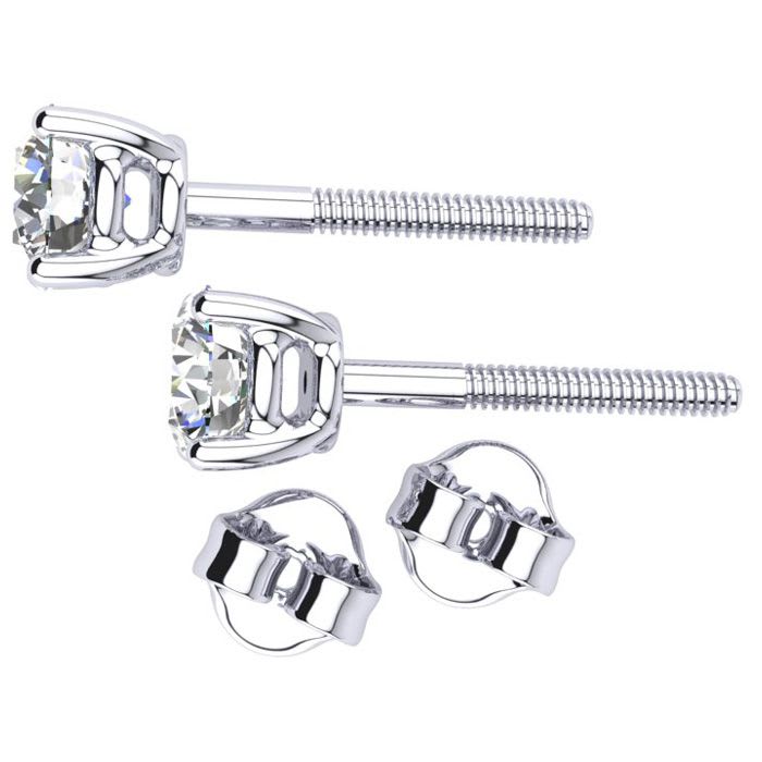 2/3 Carat Diamond Stud Earrings In 14 Karat White Gold