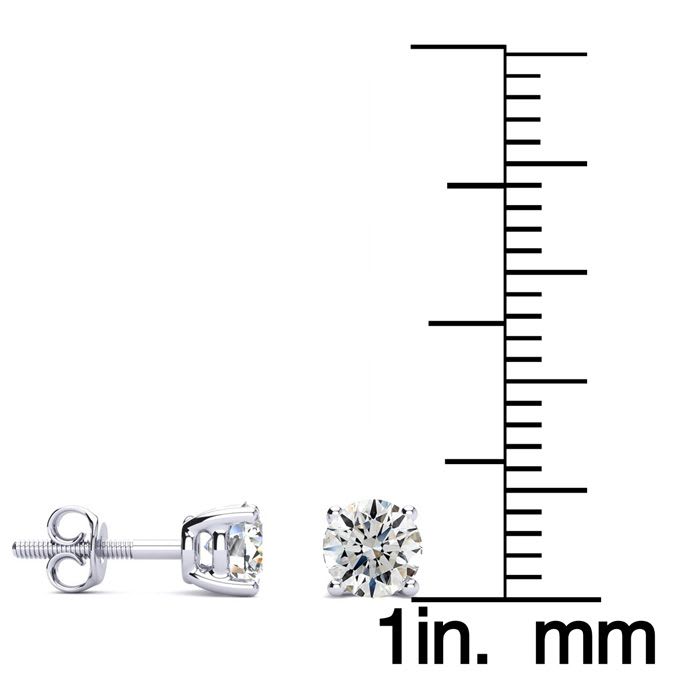 2/3 Carat Diamond Stud Earrings In 14 Karat White Gold