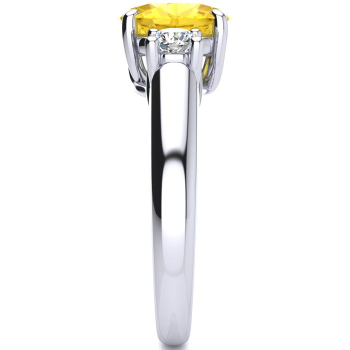1 1/4 Carat Oval Shape Citrine and Two Diamond Ring In 14 Karat White Gold