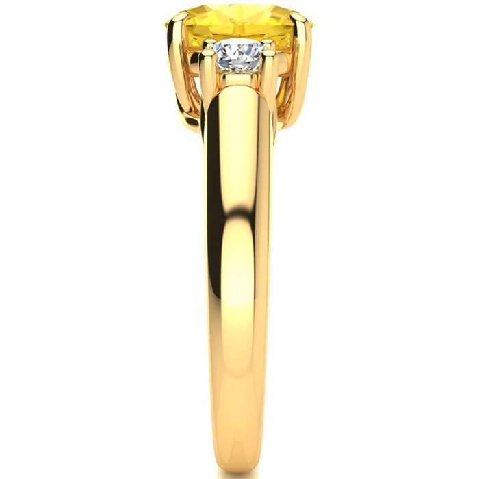 1 1/4 Carat Oval Shape Citrine and Two Diamond Ring In 14 Karat Yellow Gold