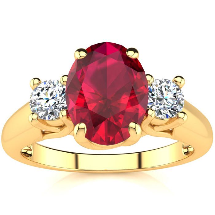 Ruby ring with two diamonds hot sale