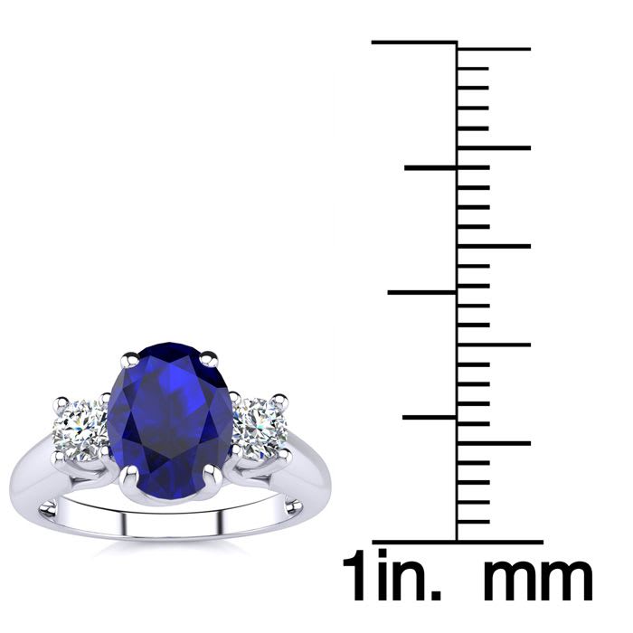 Beautiful Blue Sapphire and Diamond Ring In 14 Karat White Gold