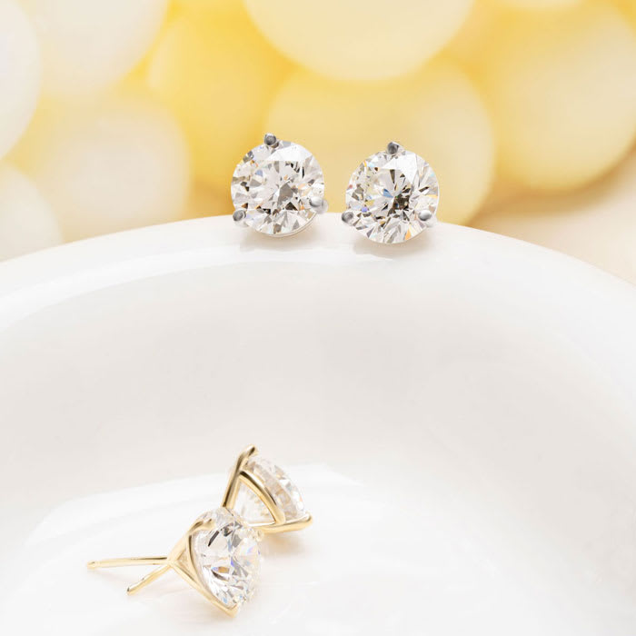2 Carat Diamond Martini Stud Earrings In 14 Karat Yellow Gold