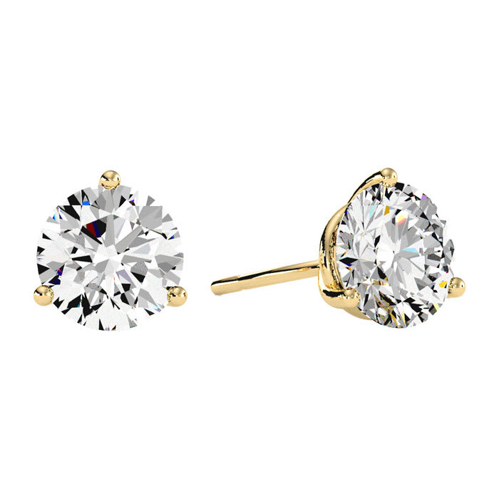 3 Carat Diamond Martini Stud Earrings In 14 Karat Yellow Gold