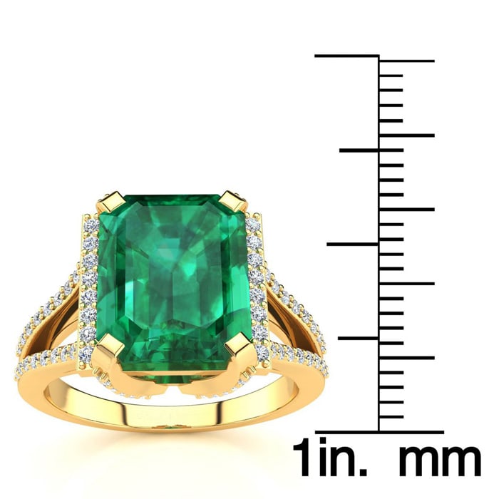 4 Carat Emerald and Halo Diamond Ring In 14 Karat Yellow Gold
