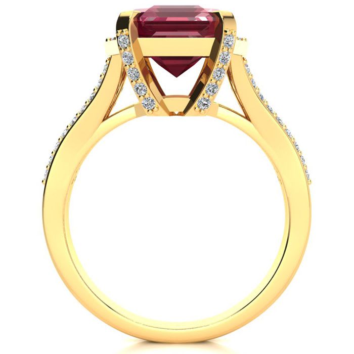 4 Carat Ruby and Halo Diamond Ring In 14 Karat Yellow Gold