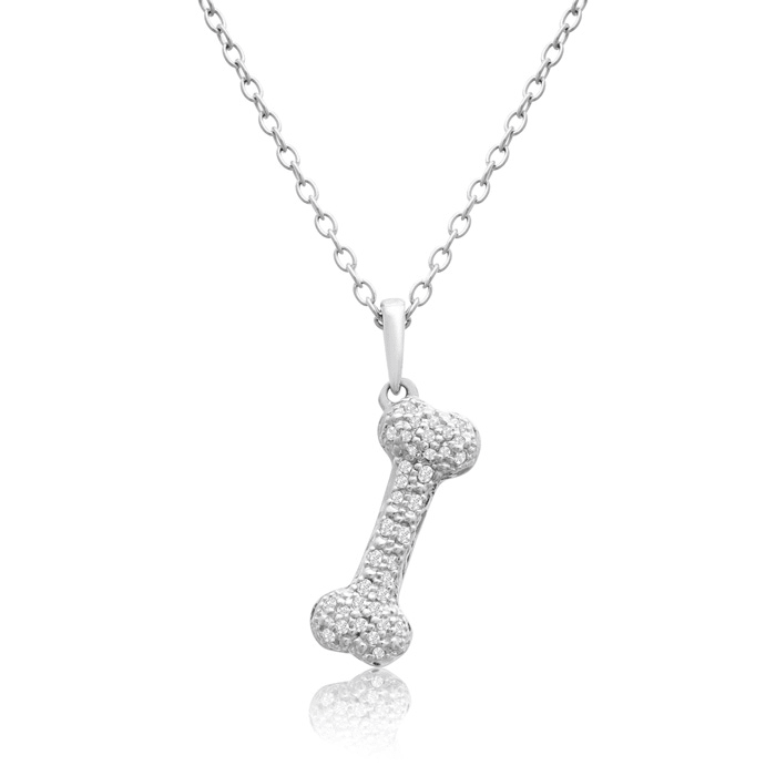 Dog Bone Chain Round Diamond Necklace