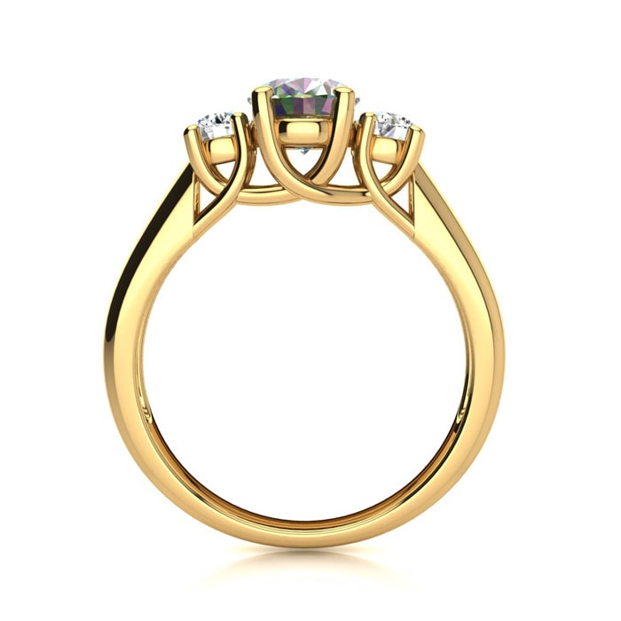 1-1/5 Carat Oval Shape Mystic Topaz Ring With Two Diamonds In 14 Karat Yellow Gold