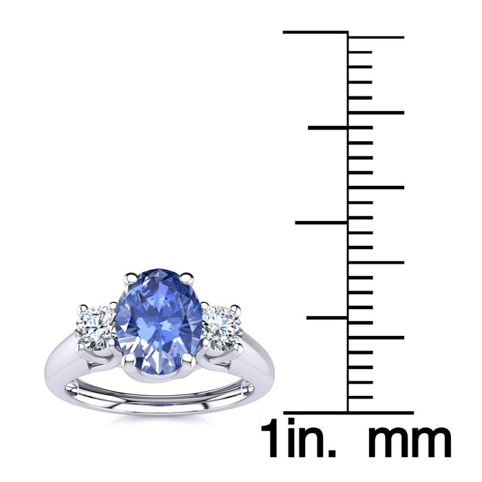 1.15 Carat Oval Shape Tanzanite and Two Diamond Ring In 14 Karat White Gold